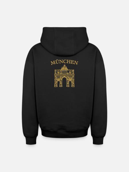Iconic Victory Gate Munich - Oversized Heavyweight Unisex Zip Hoodie - black