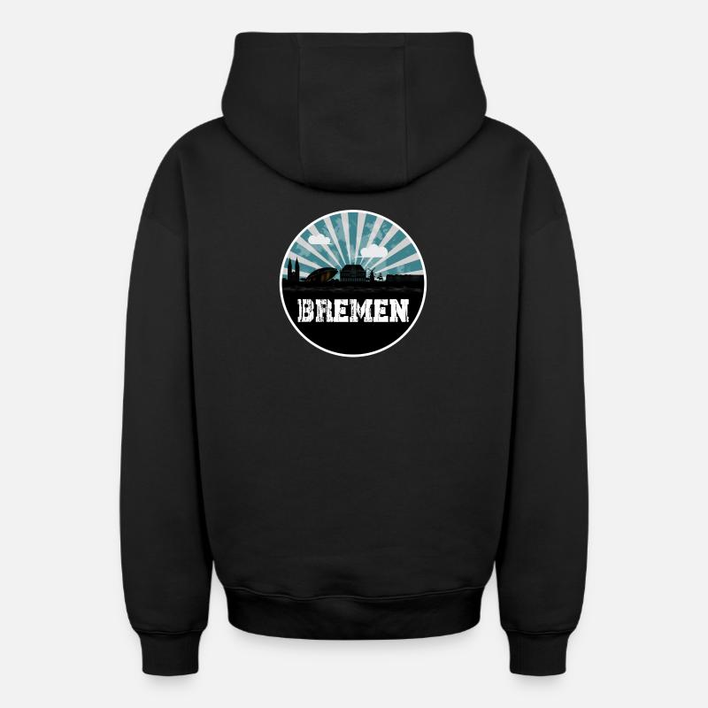 Bremen Skyline Blue Hour - Oversized Heavyweight Unisex Zip Hoodie - Schwarz