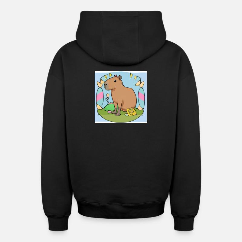 Capybara de Pâques - Sweat à capuche unisexe zippé oversize épais SPREAD - noir