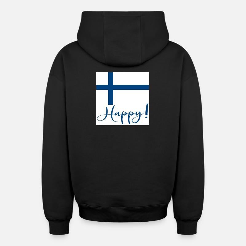DRAPEAU FINLANDAIS - SIGNE HEUREUX - Sweat à capuche unisexe zippé oversize épais SPREAD - noir