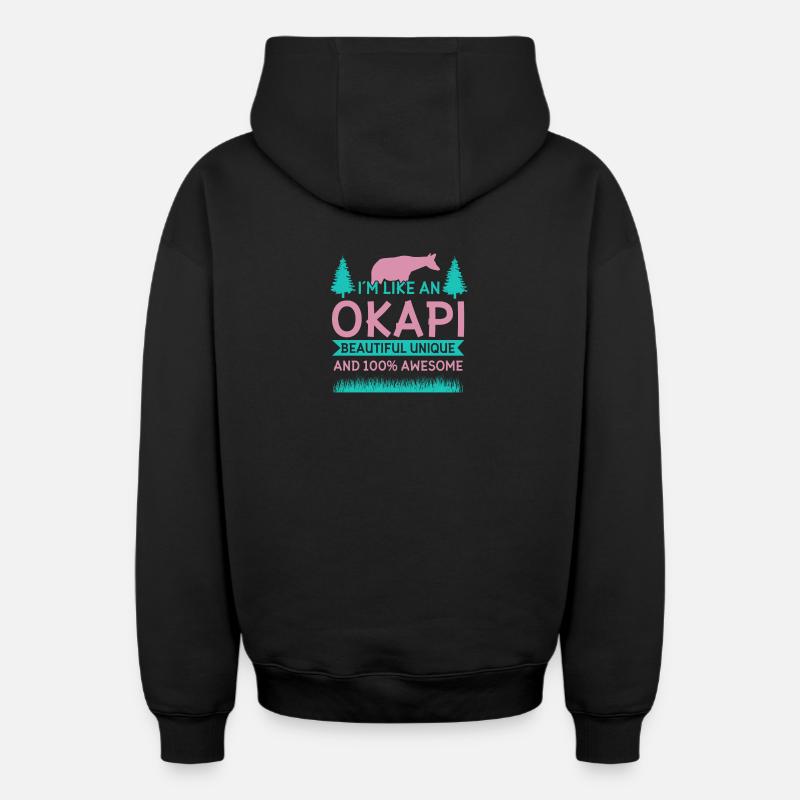 Okapi Wildgiraffen Design - Oversized Heavyweight Unisex Zip Hoodie - Schwarz