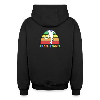 Padel-Tennis Turnier Spruch Spieler Padelspiel - Oversized Heavyweight Unisex Zip Hoodie - Schwarz - Hinten - AI Model Male 185 dark (185cm)