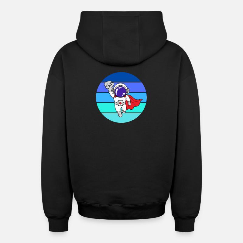 space, galaxie, astronaute - Sweat à capuche unisexe zippé oversize épais SPREAD - noir