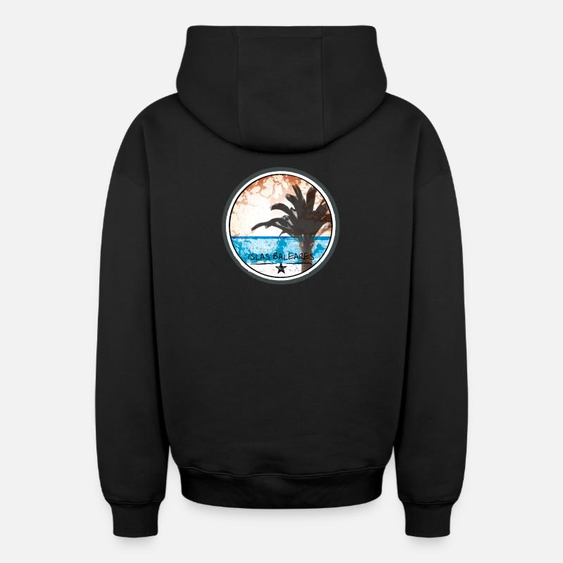 Islas Baleares - Sweat à capuche unisexe zippé oversize épais SPREAD - noir