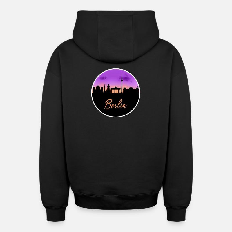 Berlin Fine Skyline - Oversized Heavyweight Unisex Zip Hoodie - Schwarz