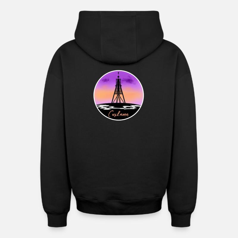 Cuxhaven Fine Skyline - Sweat à capuche unisexe zippé oversize épais SPREAD - noir