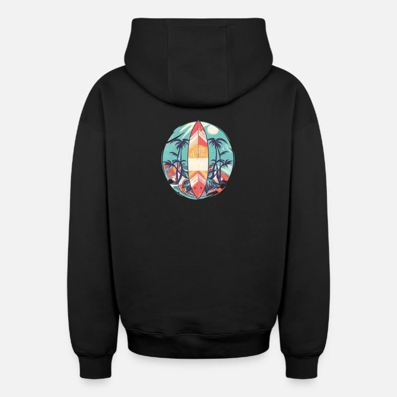 Planche de surf - Sweat à capuche unisexe zippé oversize épais SPREAD - noir