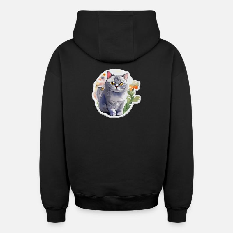 British Shorthair - Sweat à capuche unisexe zippé oversize épais SPREAD - noir