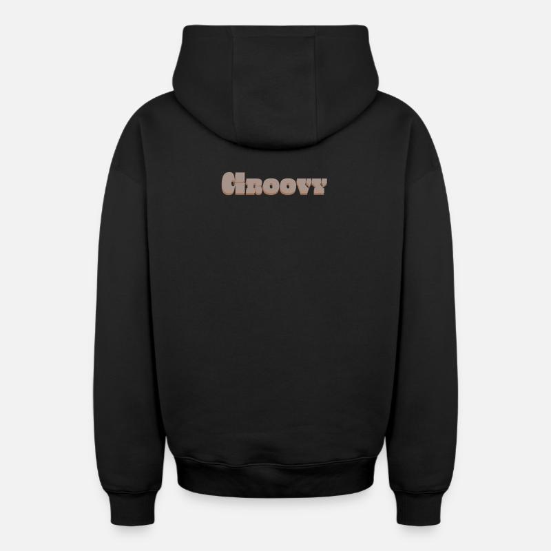 Groovy - Sweat à capuche unisexe zippé oversize épais SPREAD - noir