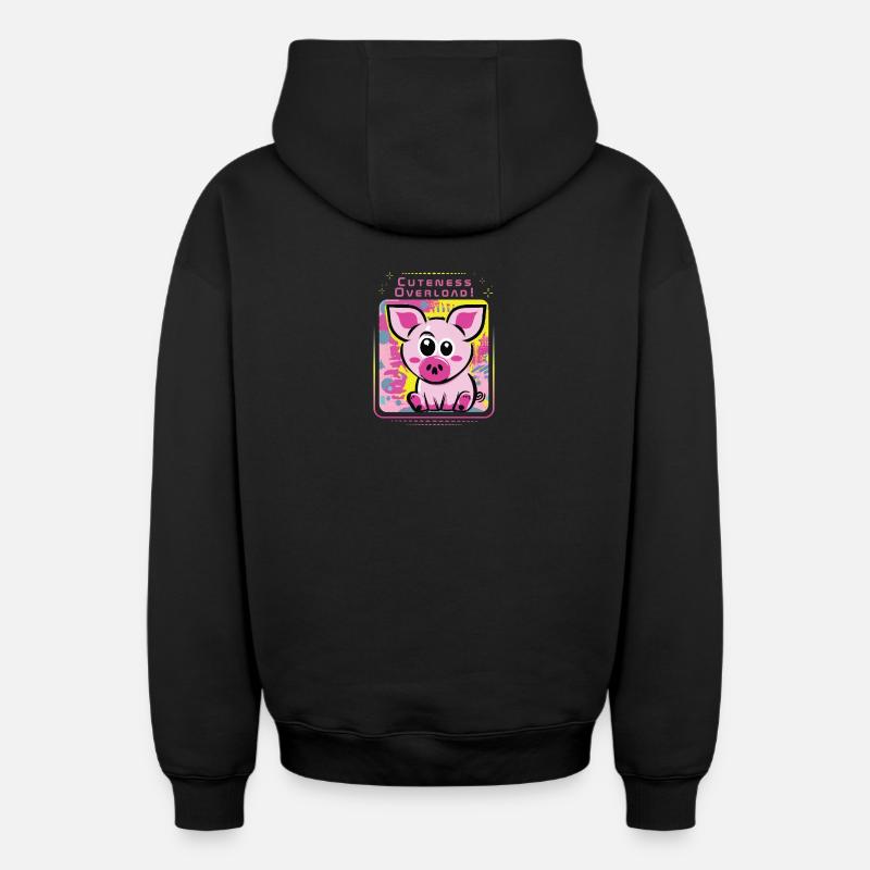 Cochon de boue à libre - Sweat à capuche unisexe zippé oversize épais SPREAD - noir