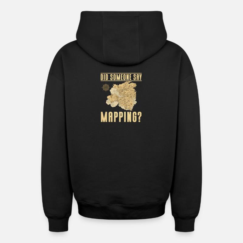 Conception cartographique - Sweat à capuche unisexe zippé oversize épais SPREAD - noir