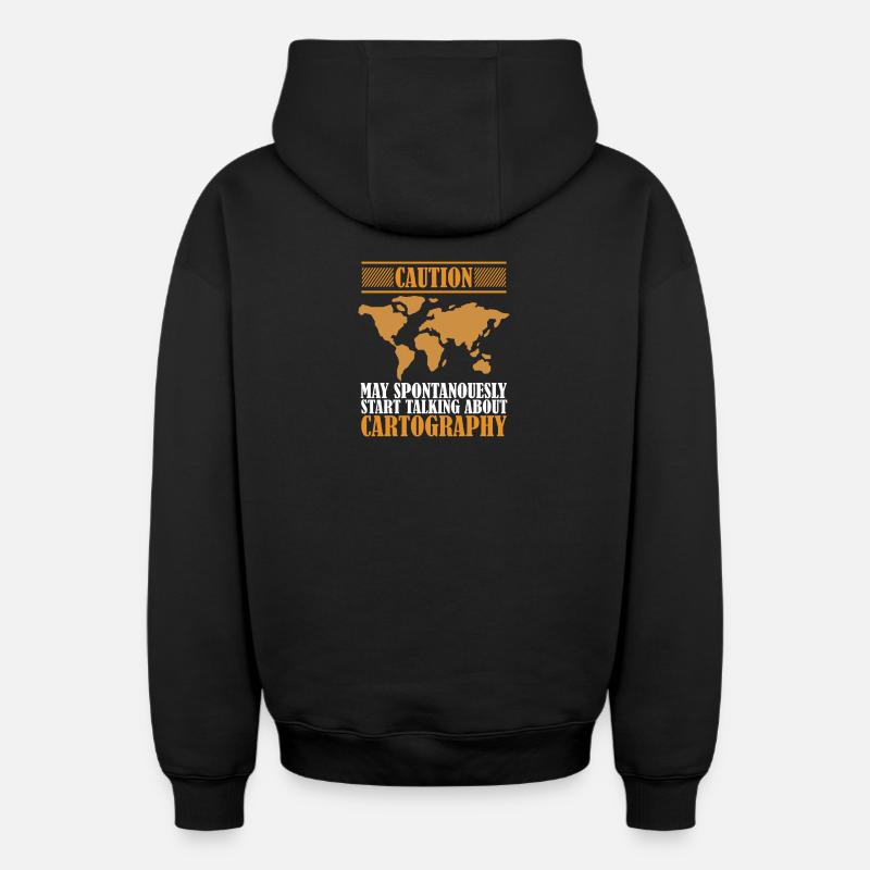 Conception cartographique - Sweat à capuche unisexe zippé oversize épais SPREAD - noir
