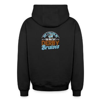 Rollschuh Design - Oversized Heavyweight Unisex Zip Hoodie - Schwarz - Hinten - AI Model Male 185 dark (185cm)