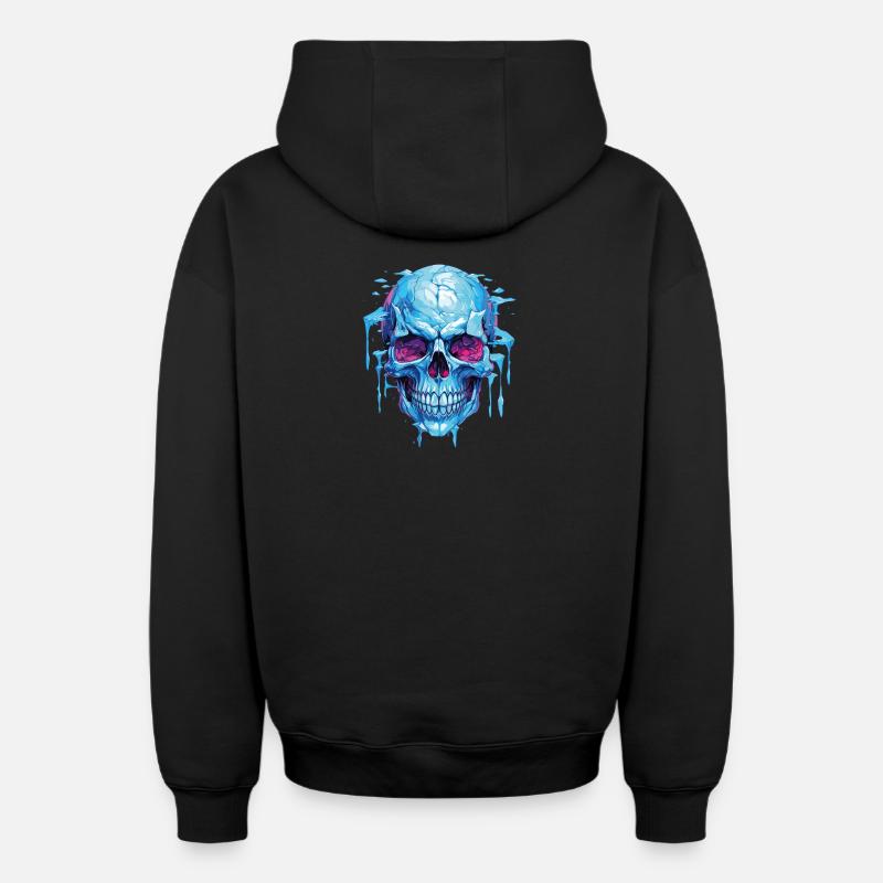 Neon Eis Schädelkunst - Oversized Heavyweight Unisex Zip Hoodie - Schwarz