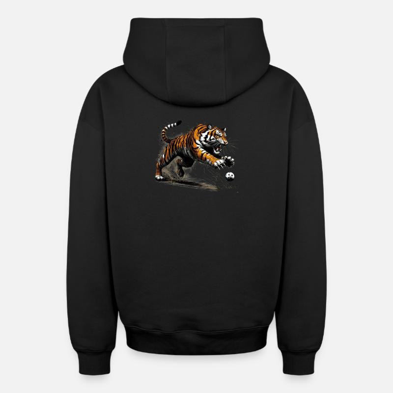 Tigres de floorball - Sweat à capuche unisexe zippé oversize épais SPREAD - noir