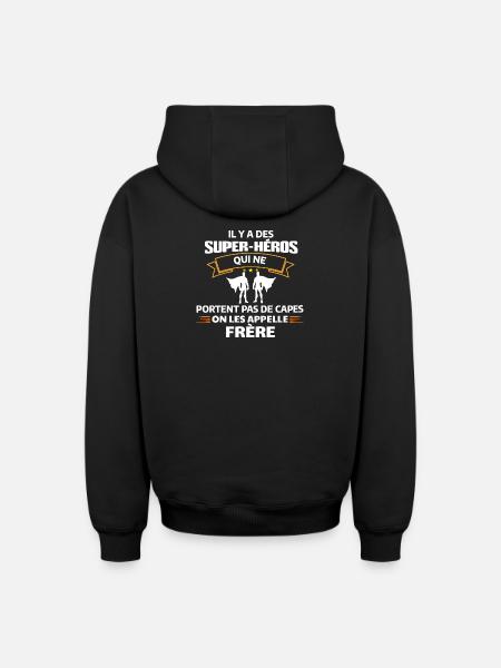 Super-Héros Frère Sans Cape - Sweat à capuche unisexe zippé oversize épais SPREAD - noir