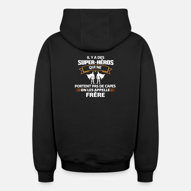 Super-Héros Frère Sans Cape - Sweat à capuche unisexe zippé oversize épais SPREAD - noir