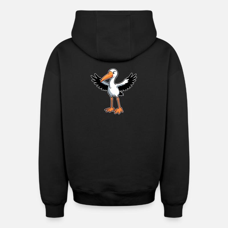 Cigogne oiseau - Sweat à capuche unisexe zippé oversize épais SPREAD - noir