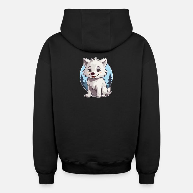 Niedlicher Wolf oder Hund Husky - Oversized Heavyweight Unisex Zip Hoodie - Schwarz