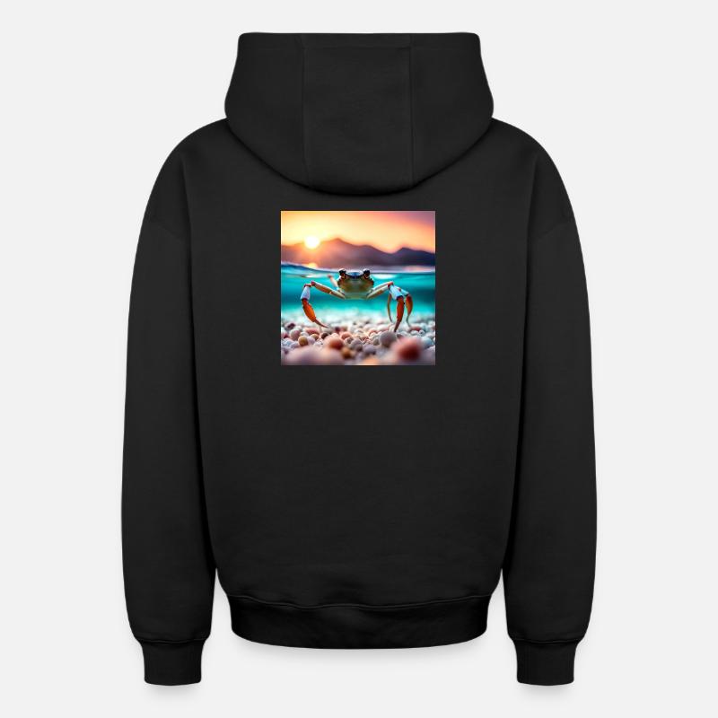 Crabe sous l'eau - Sweat à capuche unisexe zippé oversize épais SPREAD - noir