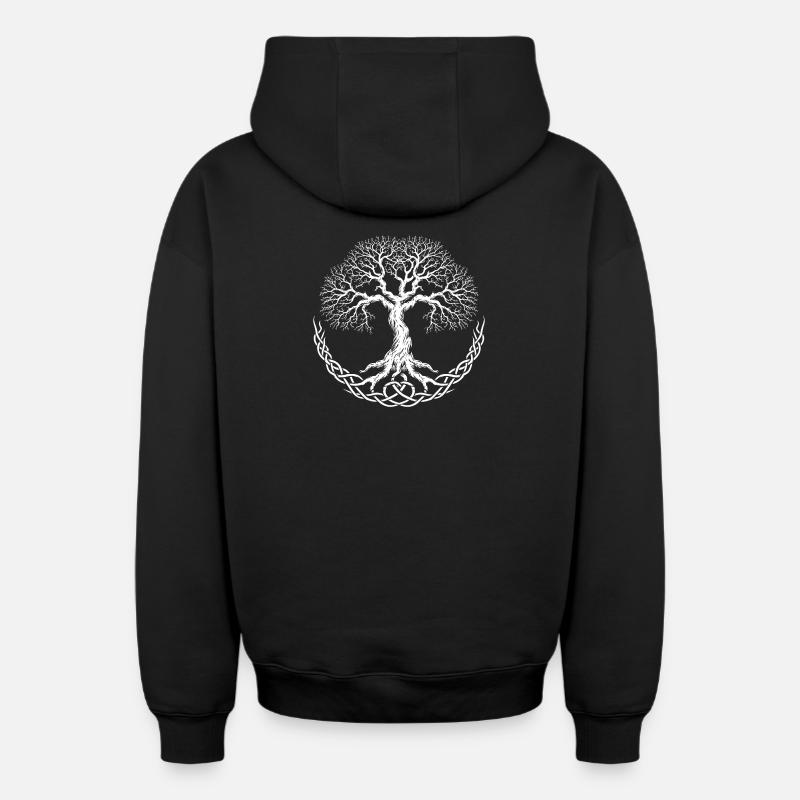 Yggdrasil arbre de vie - Sweat à capuche unisexe zippé oversize épais SPREAD - noir