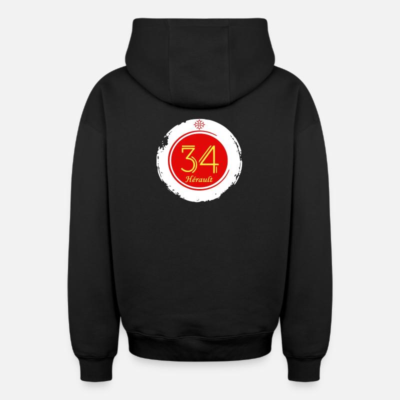 Hérault - Sweat à capuche unisexe zippé oversize épais SPREAD - noir