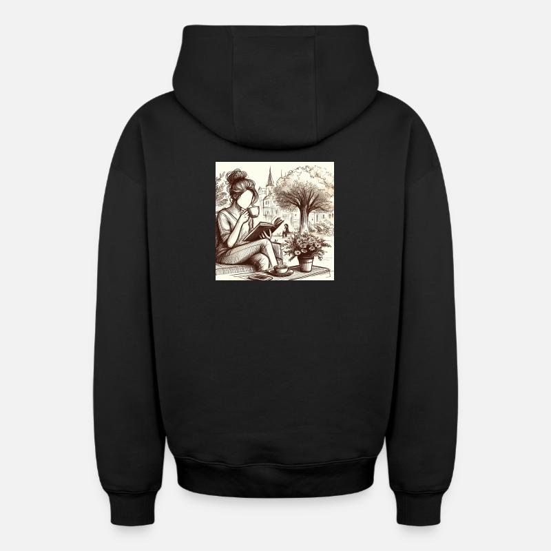 Convivialité villageoise - Sweat à capuche unisexe zippé oversize épais SPREAD - noir