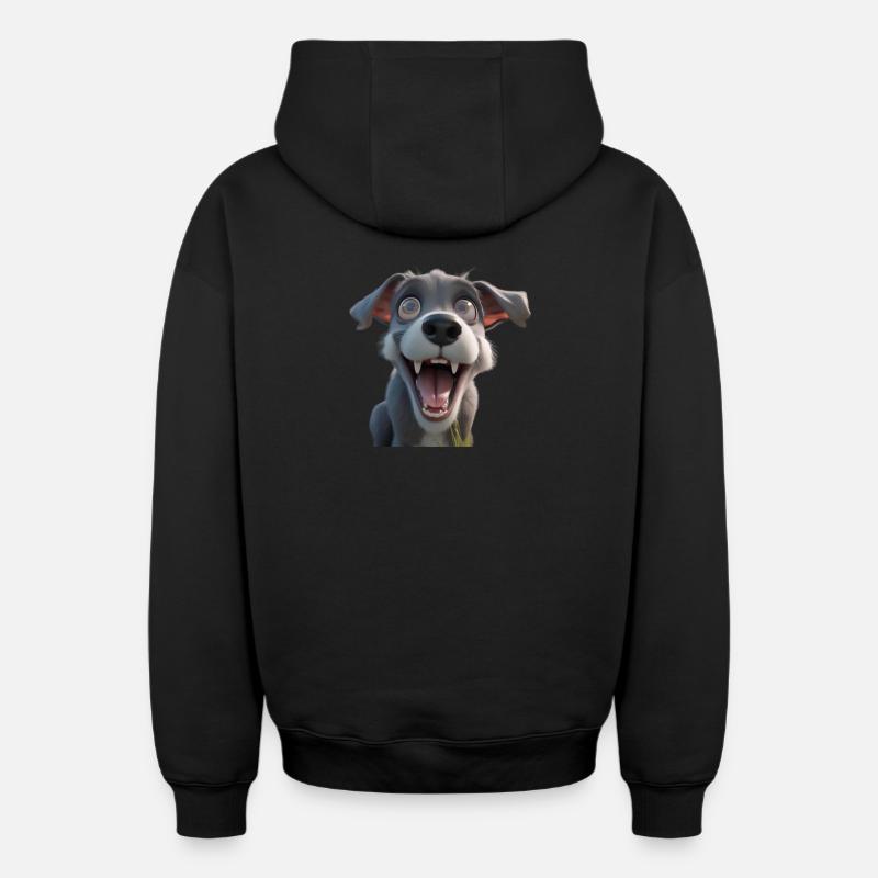 Petit de dessin animé excité - Sweat à capuche unisexe zippé oversize épais SPREAD - noir
