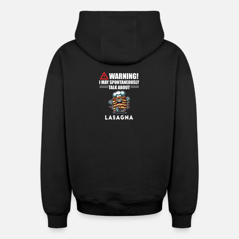 Attention ! lasagnes - Sweat à capuche unisexe zippé oversize épais SPREAD - noir