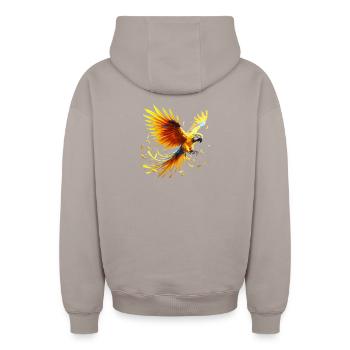 Ara (01) - Oversized Heavyweight Unisex Zip Hoodie - Taupe - Hinten - AI Model Male 178 light (178cm)