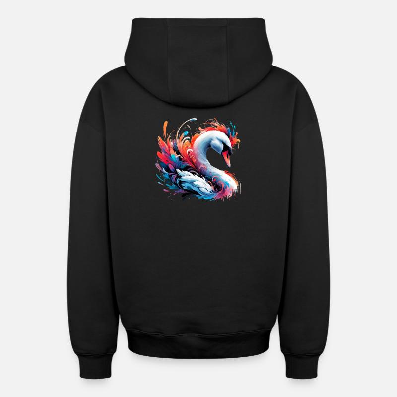 Cygne - Sweat à capuche unisexe zippé oversize épais SPREAD - noir