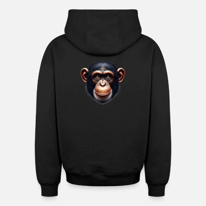 Singe chimpanzé - Sweat à capuche unisexe zippé oversize épais SPREAD - noir
