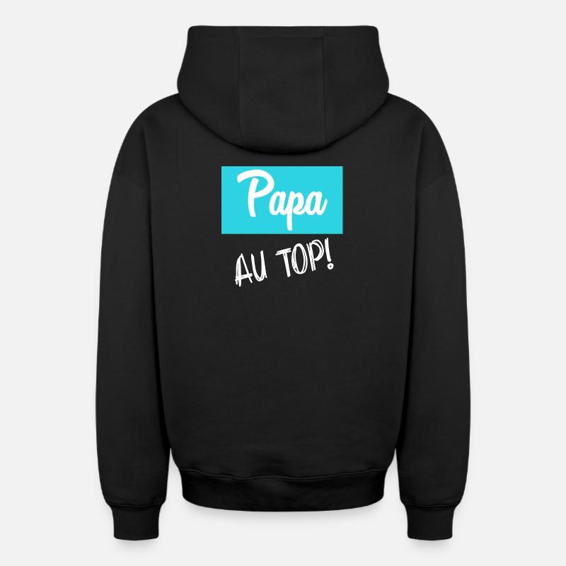 PAPA - Sweat à capuche unisexe zippé oversize épais SPREAD - noir
