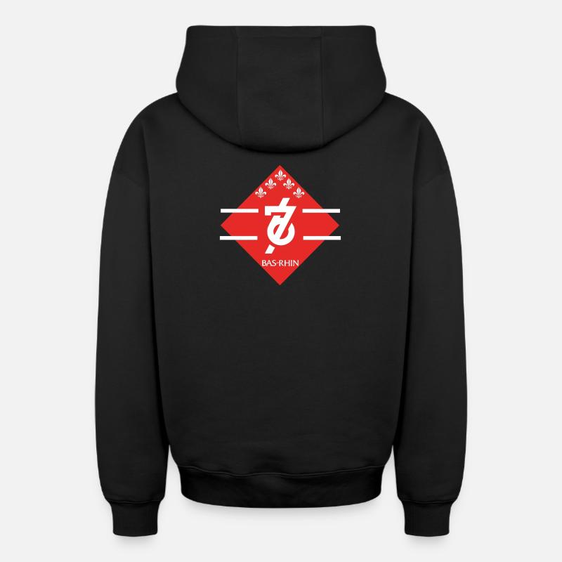 Bas-Rhin - Sweat à capuche unisexe zippé oversize épais SPREAD - noir