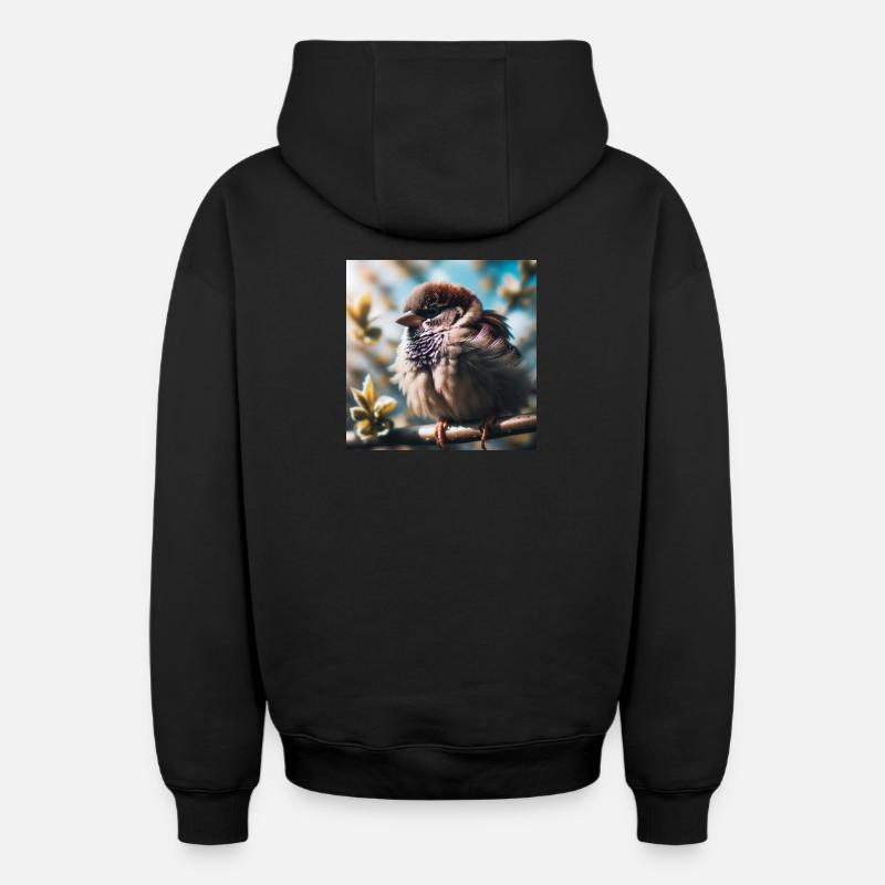 Moineau - Sweat à capuche unisexe zippé oversize épais SPREAD - noir