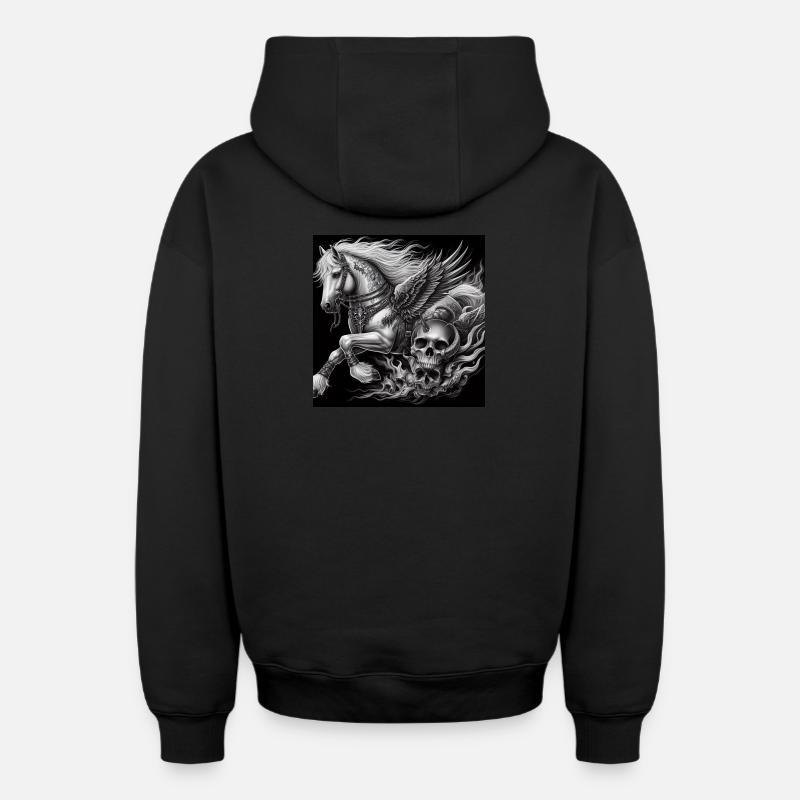 Pégase lourd - Sweat à capuche unisexe zippé oversize épais SPREAD - noir