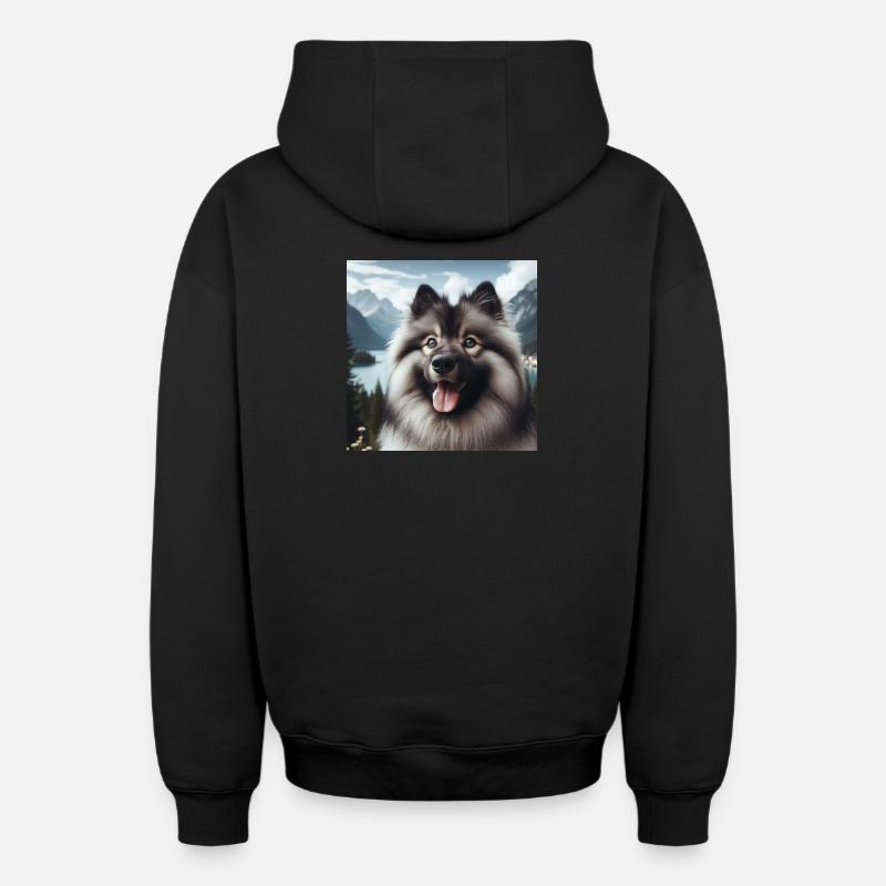 Fröhlicher Wolfspitz - Oversized Heavyweight Unisex Zip Hoodie - Schwarz