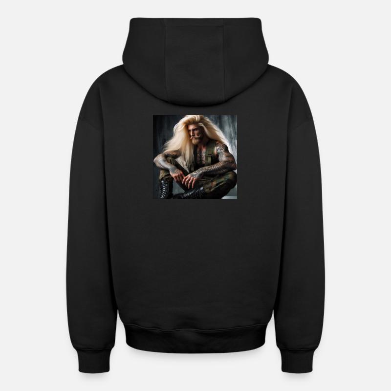 Militaire lourd - Sweat à capuche unisexe zippé oversize épais SPREAD - noir