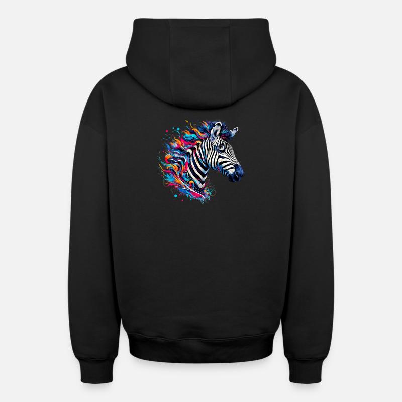 Zèbre - Sweat à capuche unisexe zippé oversize épais SPREAD - noir