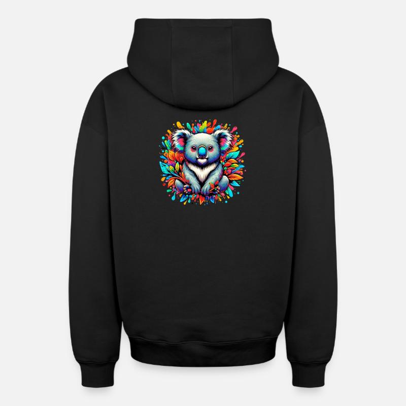 Koala - Sweat à capuche unisexe zippé oversize épais SPREAD - noir