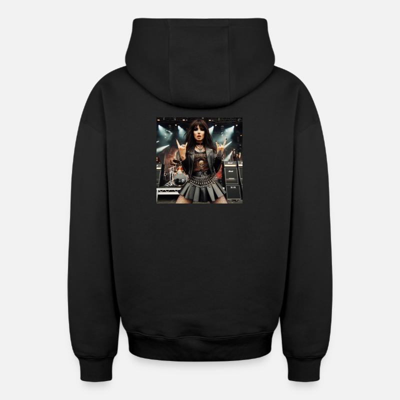 Metalhead devant la scène - Sweat à capuche unisexe zippé oversize épais SPREAD - noir