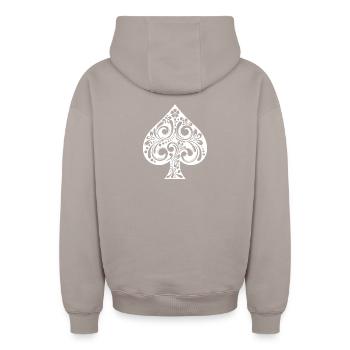 Card Game Gambling Professional Players Poker Casino - Oversized Heavyweight Unisex Zip Hoodie - taupe - Back - AI Model Male 178 light (178cm)