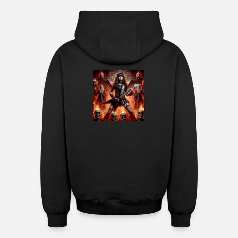 Metalhead dans les catacombes - Sweat à capuche unisexe zippé oversize épais SPREAD - noir
