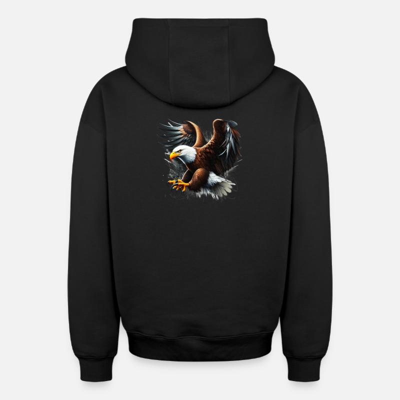 Aigle - Sweat à capuche unisexe zippé oversize épais SPREAD - noir