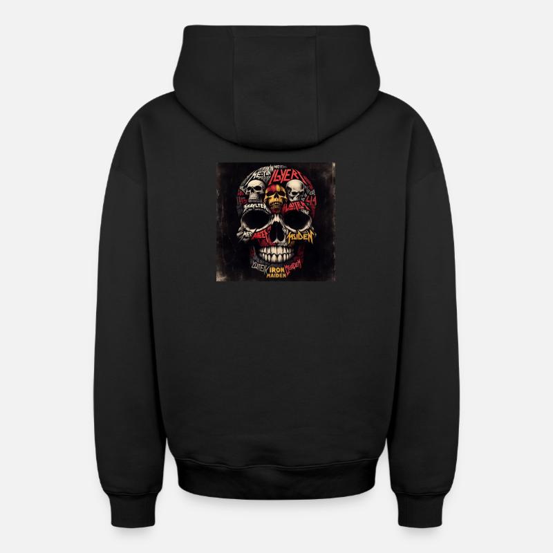 Crâne en métal lourd - Sweat à capuche unisexe zippé oversize épais SPREAD - noir