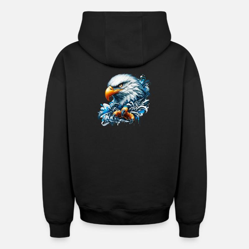 Aigle - Sweat à capuche unisexe zippé oversize épais SPREAD - noir