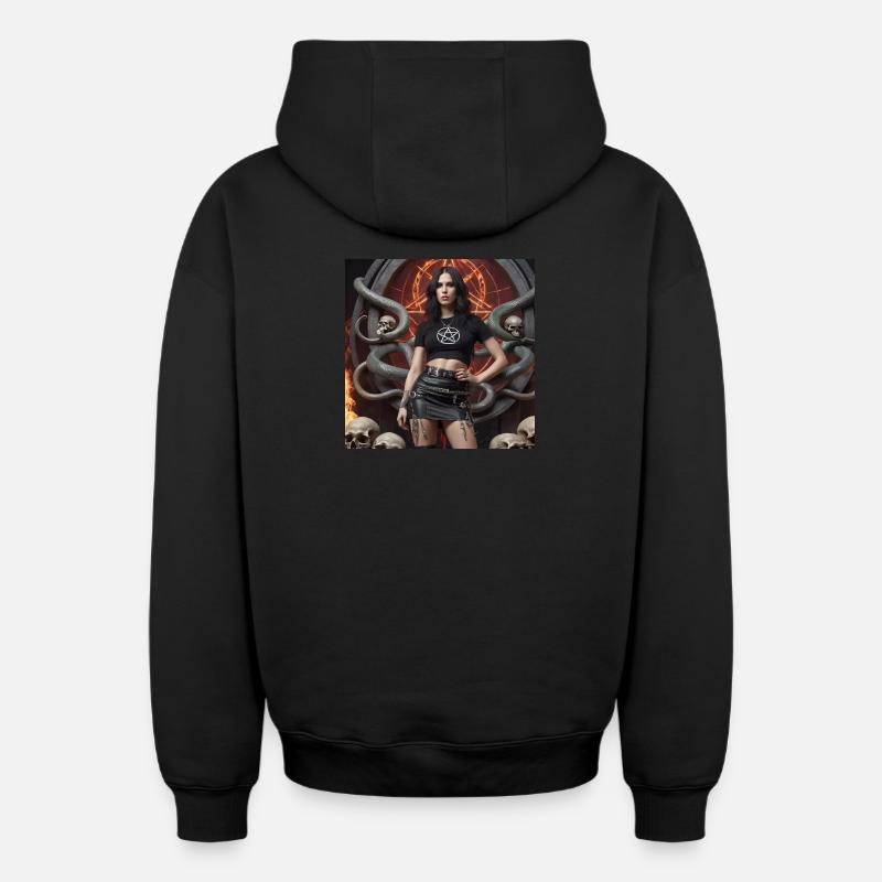 Pose de métal lourd - Sweat à capuche unisexe zippé oversize épais SPREAD - noir