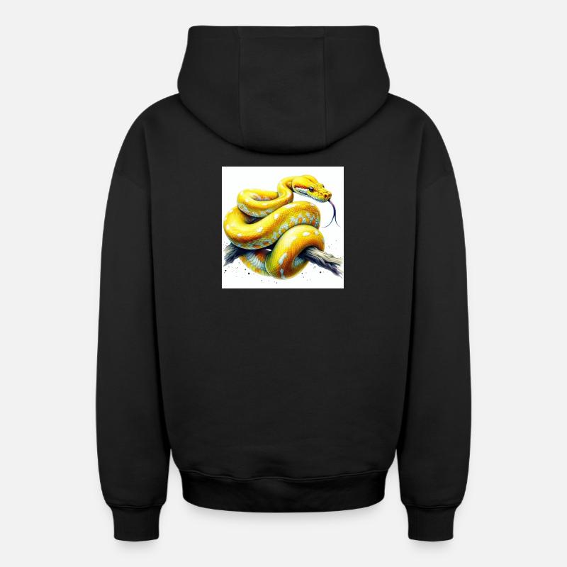 Python jaune - Sweat à capuche unisexe zippé oversize épais SPREAD - noir