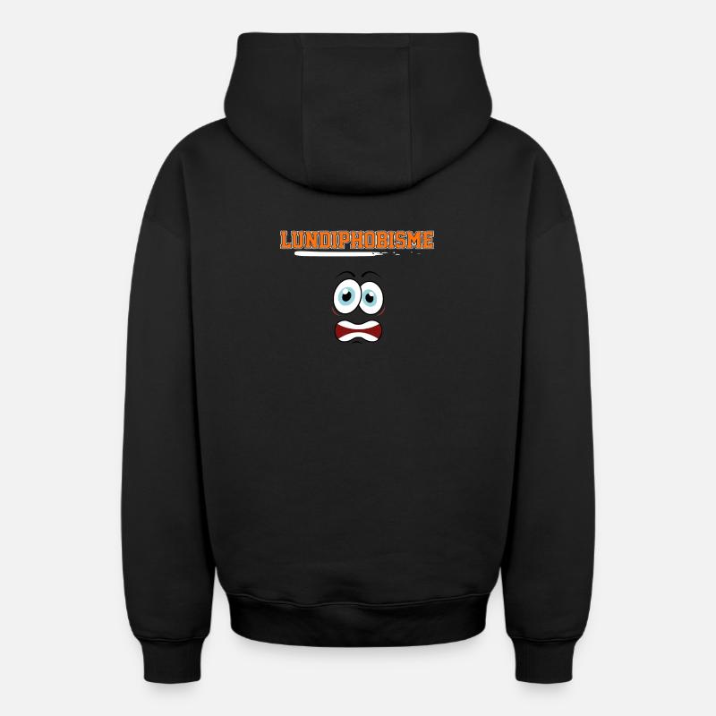 Lundiphobisme - Sweat à capuche unisexe zippé oversize épais SPREAD - noir