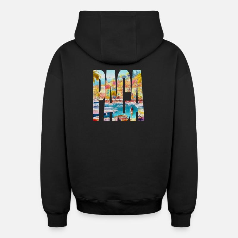 PACA - Sweat à capuche unisexe zippé oversize épais SPREAD - noir